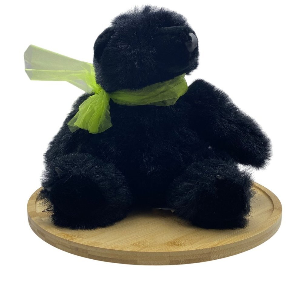 Wal-Mart Black Sloth Teddy Bear Stuffed Plush‎ Animal with Green Bow